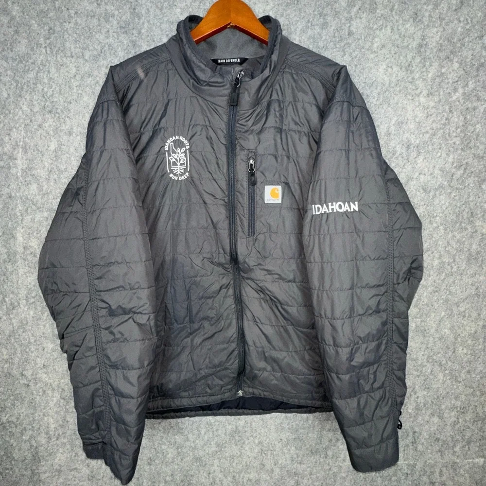 Carhartt Jacket Mens 2XL Gray Rain Defender OJ2208-M Relaxed Fit Idahoan Puffer